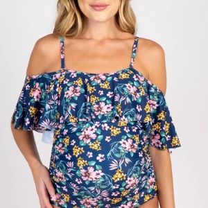 Pinkblush Blue Floral Maternity Swimsuit